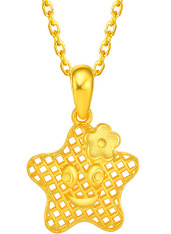 zlf 周六福 ab062607 足金黄金吊坠项链链坠 3.64g 42cm