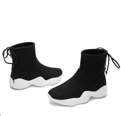 YIYA 毅雅 欧美风时尚帅气低跟圆头加绒保暖后拉链防滑爆米花底雪地靴女 爆米花 黑色 813368 36