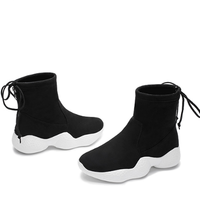 YIYA 毅雅 欧美风时尚帅气低跟圆头加绒保暖后拉链防滑爆米花底雪地靴女 爆米花 黑色 813368 36