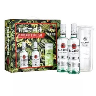 京东PLUS会员：百加得（Bacardi） 洋酒 莫吉多派对朗姆酒500ml*2 瓶 礼盒装