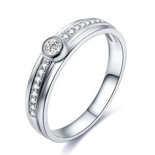 鸣钻国际 百年之约 白18k金钻戒女 钻石戒指结婚求婚女戒 情侣对戒女款