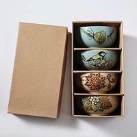瓷彩美 创意手绘陶瓷碗    四个装