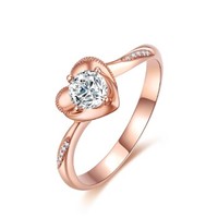 周六福 珠宝女款钻石戒指时尚镶嵌订婚钻戒 KIDB023289 80分 SI/H