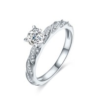 周六福 珠宝女款钻石戒指时尚群镶订婚钻戒 KGDB023445 80分 SI/H
