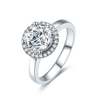 周六福 珠宝女款钻石戒指群镶结婚订婚钻戒 KGDB023307 80分 SI/H