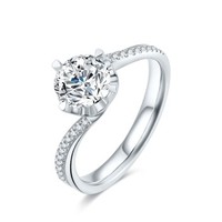 周六福 珠宝女款钻石戒指18K金求婚结婚钻戒 KGDB023510 90分 SI/H