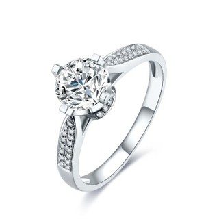 周六福 珠宝女款钻石戒指 时尚钻石镶嵌结婚钻戒 KGDB023311 80分 SI/H