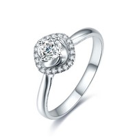 周六福 珠宝女款时尚钻石戒指18K金结婚钻戒 KGDB023308 80分 SI/H