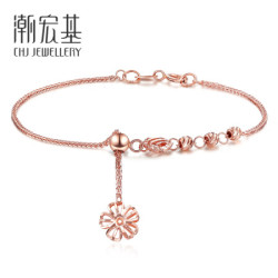 潮宏基 CHJ JEWELLERY 小花仙 18K金彩金手链女款 SCK30002935