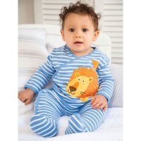 JOJO MAMAN BEBE 小狮子蓝色条纹连体衣 0-9个月 *4件
