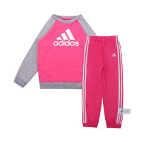 adidas kids 阿迪达斯 女童针织套装 DV1288 上装：半荧光粉/下装：半荧光粉