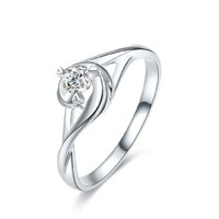周六福 珠宝18K金钻石戒指女款 结婚求婚钻戒 璀璨KGDB021046 约13分 14号