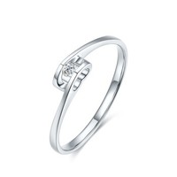 周六福 珠宝18K金钻石戒指女款 爱心求婚结婚钻戒 WP KGDB021079 约3分 10号