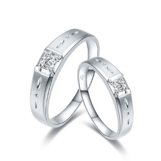 周六福 珠宝18K金钻石戒指男女款 情侣对戒钻戒 璀璨 约8分 女款 10号