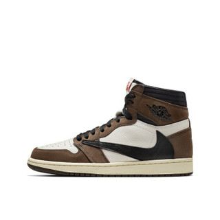 NIKE 耐克 CD4487-100 Air Jordan 1 x Travis Scott AJ1联名倒钩鬼脸 (棕色、44.5)