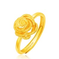 周大福（CHOW TAI FOOK）花月佳期系列 玫瑰 足金黄金戒指 F189576 58 约3.5克
