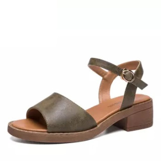 semir森马凉鞋女时尚潮流鱼嘴露趾女鞋一字搭扣粗跟韩版休闲鞋