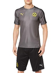 Puma 男士 Borussia Dortmund Stadium 无海绵徽标运动衫，男式，753354，沥青黑色