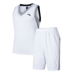 ANTA 安踏 篮球比赛服套装上衣+短裤 纯净白 XL 15831203-1