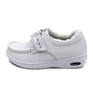 NYI 牛皮镂空妈妈低帮平跟防滑孕妇减震气垫工作护士女鞋1957 白色 38