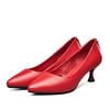 YEARCON 意尔康 女士高跟细跟浅口尖头通勤工作单鞋 9151DA26056W 红色 36