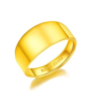赛菲尔足金9999黄金戒指男士款光面戒指活口可调节光面金戒子光面简单
