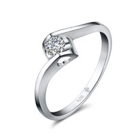 赛菲尔 钻石戒指女款 白18K金臂镶女戒 个性款 挚爱一生钻戒 12号 总约18分