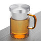 花茶杯3件套高硼硅耐热玻璃杯不锈钢内胆杯个人冲泡器水杯 琥珀色把手单杯C-85-22-3