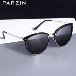 帕森（PARZIN）新款时尚复古偏光太阳眼镜女  TR90大框司机驾驶镜9868 黑框黑灰片