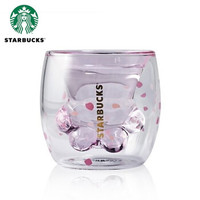 星巴克（Starbucks）杯子樱花正品猫爪杯限定抖音网红双层玻璃杯 樱花猫爪杯