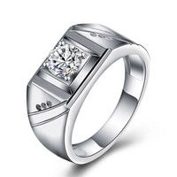 一搏千金（YBQJ）AG024 白18K金共18分FG色钻石戒指 求订婚钻石男戒 男士婚戒