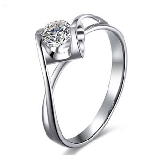 鸣钻国际 钻戒女 9K金钻石戒指结婚求婚女戒 情侣钻石对戒女款 天使之吻 11号指圈