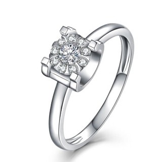 一搏千金（YBQJ） 18K金时尚牛头款群镶显钻钻石戒指 女款钻戒