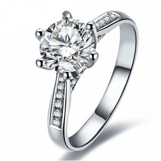 鸣钻国际 注定 50分钻戒女 白18K金钻石戒指结婚求婚女戒 情侣对戒女款 共约62分 F-G/SI 17号