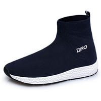 ZERO 中年男士健步飞织舒适透气老人防滑软底健康袜子靴中筒户外休闲布鞋 K82508M 深蓝 44