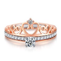 蓝色多瑙河 18K金皇冠钻石戒指结婚钻戒一款三戴女戒 桂冠 R29113