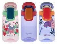 Contigo Autospout Gizmo 康迪克 儿童自动密封水奶瓶 14盎司 3件装 蝴蝶图案/蓝紫色/小鸟图案