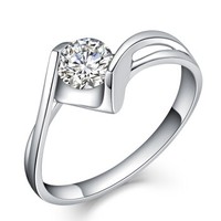 一搏千金（YBQianJin）BG010 18K金30分DE色钻石戒指 结婚戒指 婚戒