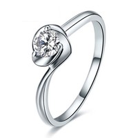 鸣钻国际 唯爱 白18k金钻戒女 钻石戒指结婚求婚女戒 情侣对戒女款 约9分