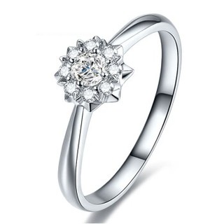 鸣钻国际 星空 白18k金钻戒 钻石戒指结婚求婚女戒 情侣对戒女款 共约19分 10号