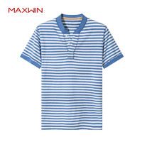 MAXWIN 马威 夏季男士条纹休闲poloT恤衫中青年男百搭短袖上衣