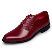 ZERO 正装皮鞋男士尖头商务系带英伦结婚鞋 A83306 红色 42