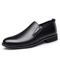 ZERO 时尚英伦经典商务正装耐磨套脚男士皮鞋 Z91906 黑色 44码