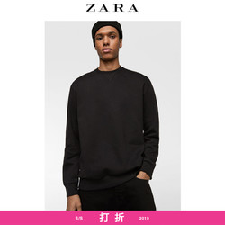 ZARA 新款 男装 黑色基本款百搭休闲圆领长袖卫衣