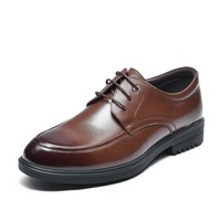 Fuguiniao 富贵鸟 男士正装商务休闲皮鞋舒适系带工作 B801021  棕色 38