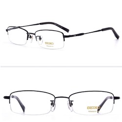 SEIKO 精工 H01061 超轻纯钛半框眼镜框（送康视顿1.60防蓝光镜片2片）