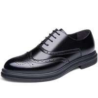 Precentor 普若森 商务男士休闲布洛克雕花系带舒适透气皮鞋 1939 黑色 44