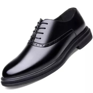 Precentor 普若森 男士英伦商务休闲复古布洛克雕花系带皮鞋 1937 黑色 43