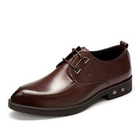 LAORENTOU 老人头 商务休闲鞋绅士简约系带男皮鞋绅士轻奢皮鞋 188589 棕色 42码