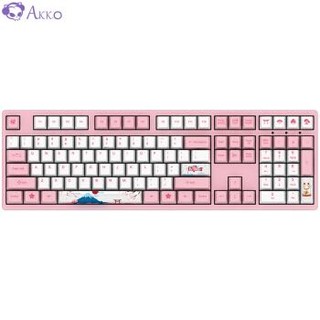 Akko 3108 V2机械键盘 有线键盘 游戏键盘 女性 电竞 108 全尺寸 粉色 紫轴